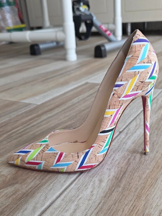 Christian Louboutin So-Kate 120 Cork Chevron Shoe Eur. 37.5 main image 8